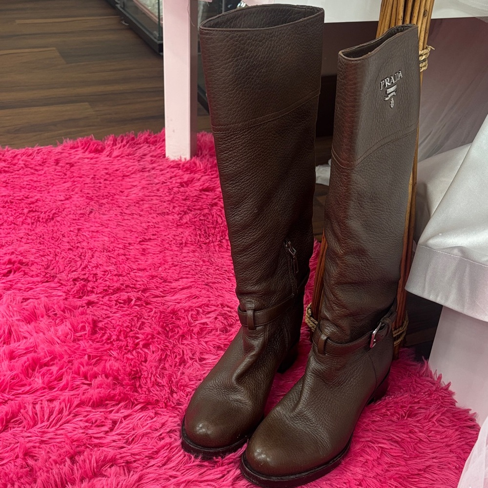 Prada Women's Over the Knee Brown Boots